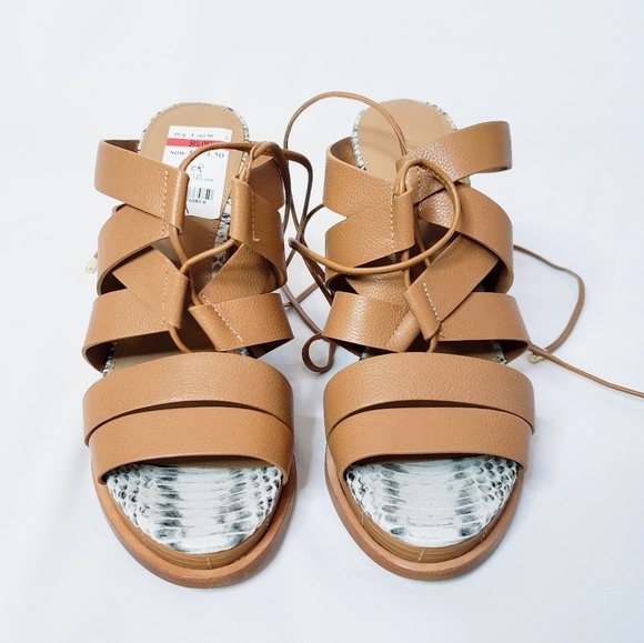 NIB Calvin Klein Panelope Toscana Strappy Sandals Lace Up Heels - Picture 3 of 12